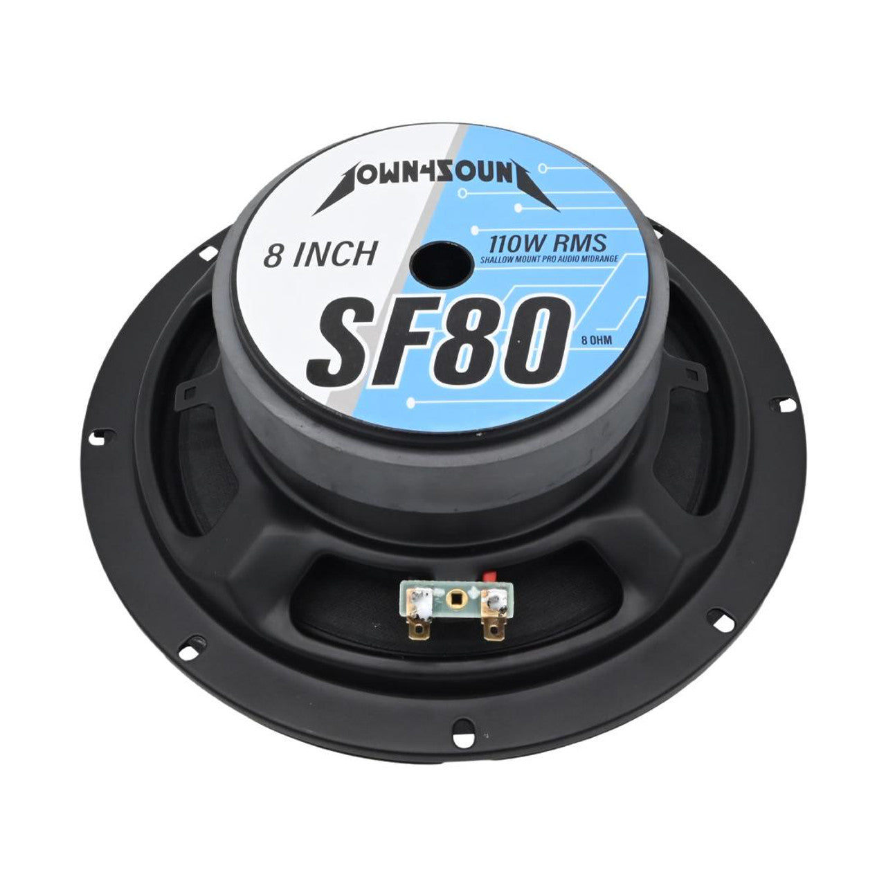 DOWN4SOUND D4S-SF808 - 8" Shallow Mount Midrange Speaker - 110W RMS, 8 Ohm High-Performance Audio Driver