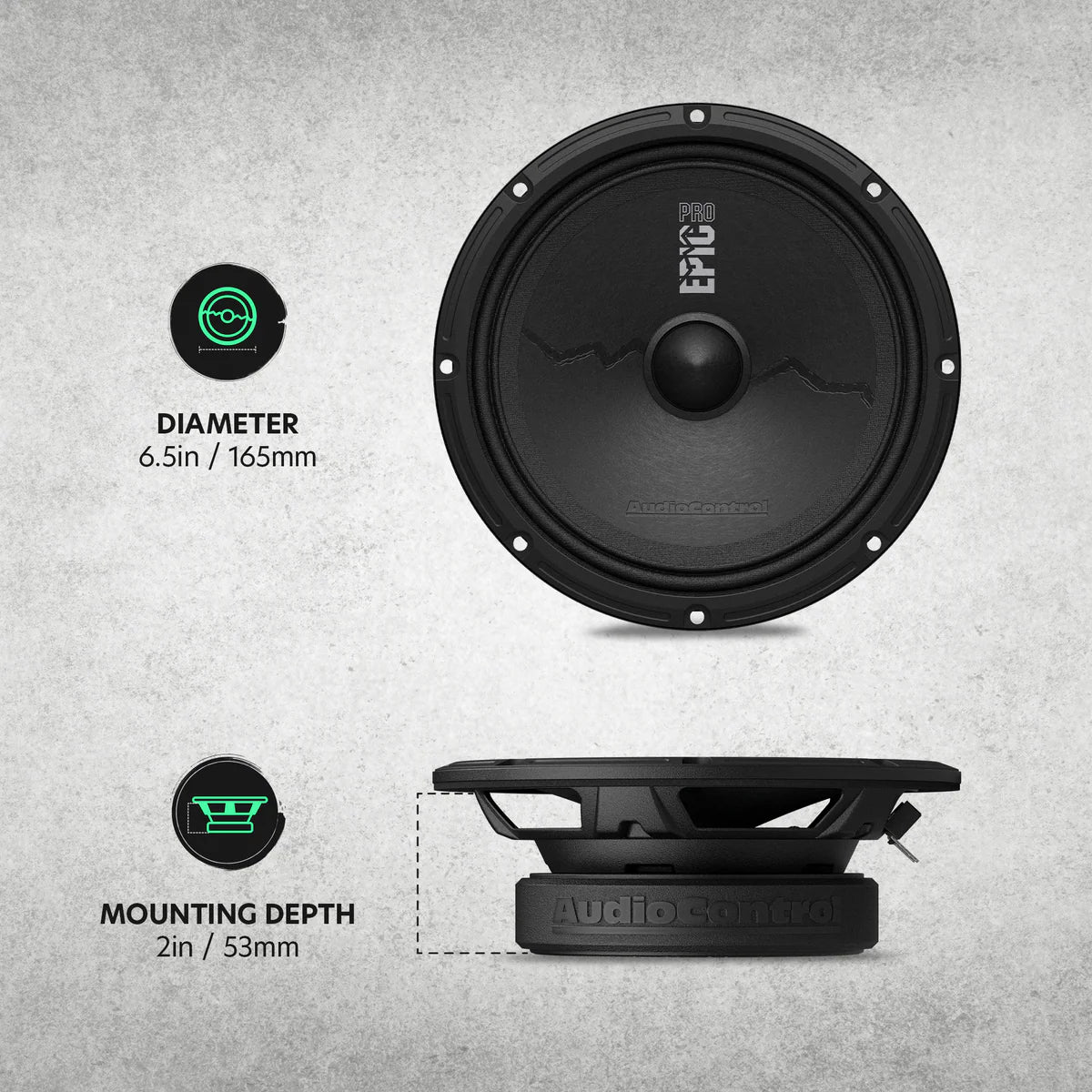 AudioControl EPICPRO6S 6.5" 200W RMS Slim Midrange Speakers (Pair)