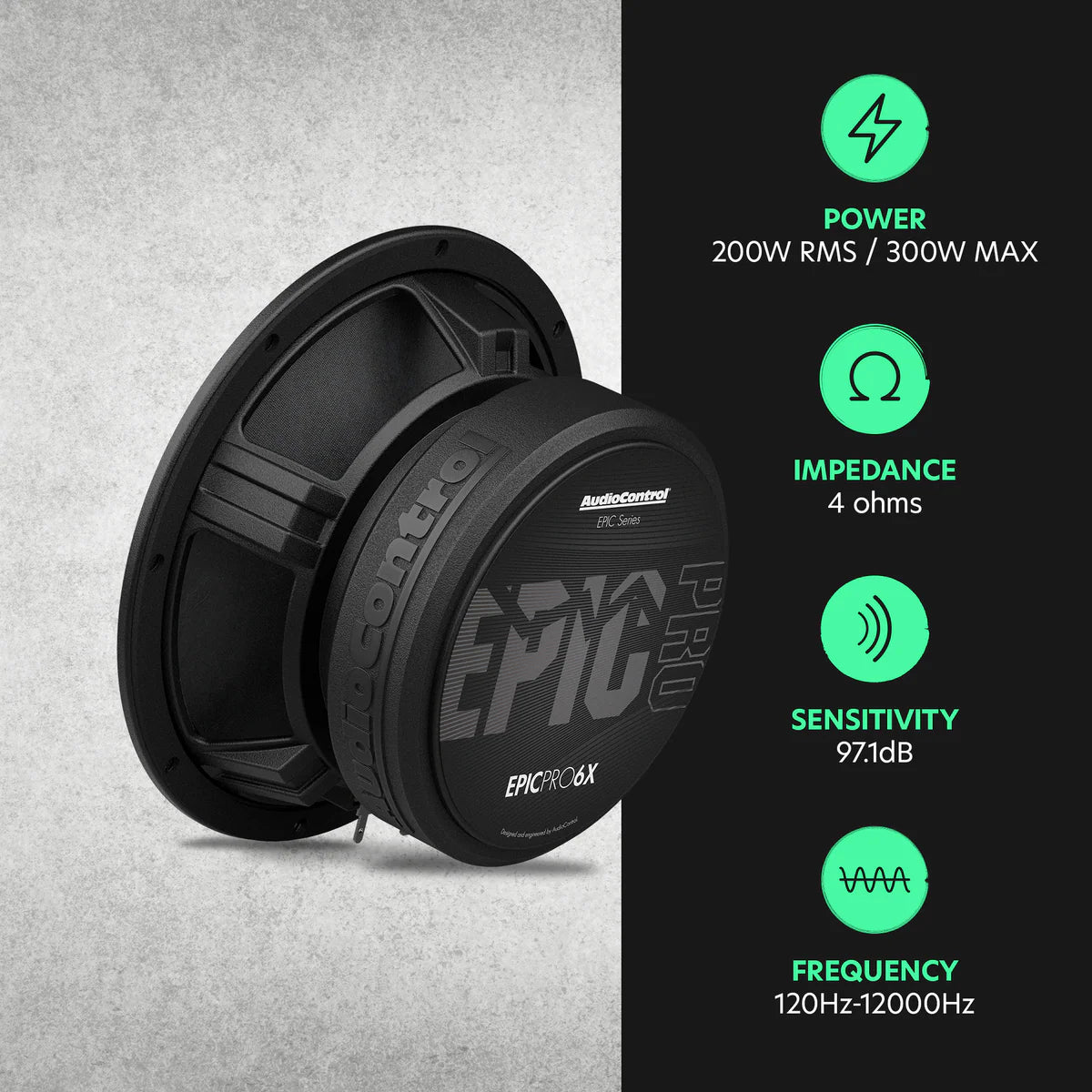 AudioControl EPICPRO6X 6.5" 200W RMS Midrange Speakers (Pair)