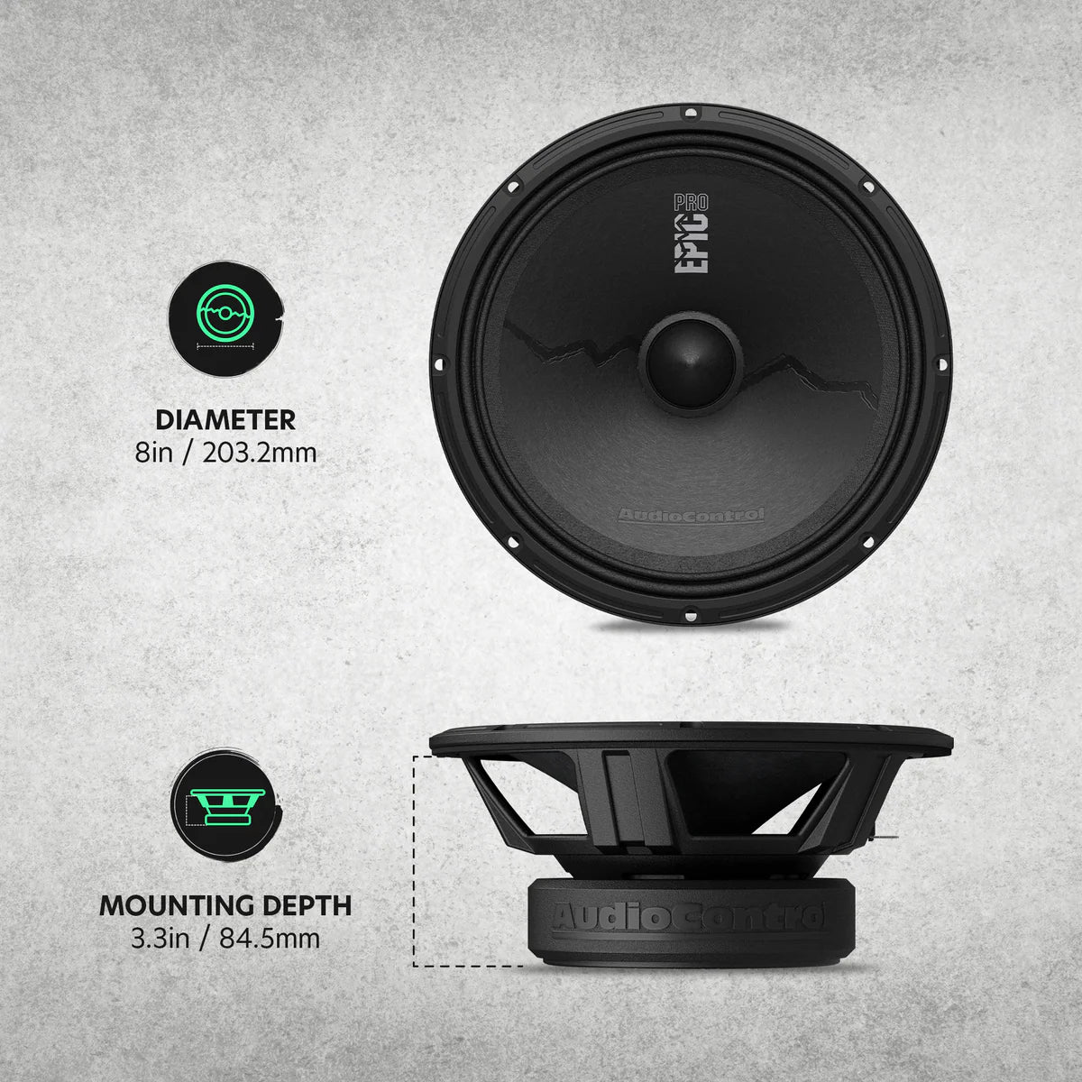 AudioControl EPICPRO8X 8" Midrange Speakers (Pair)