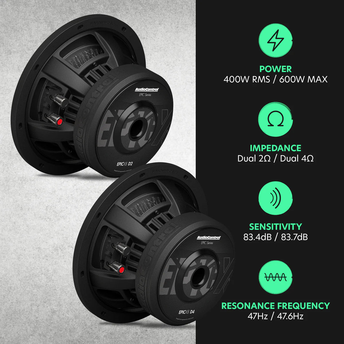 AudioControl EPICX 8 | 8" 400W RMS Subwoofer DVC