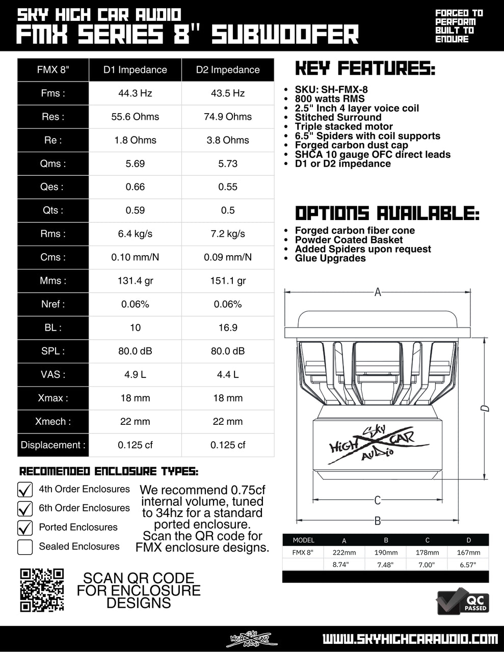 Sky High Car Audio FMX Series 8" Subwoofer