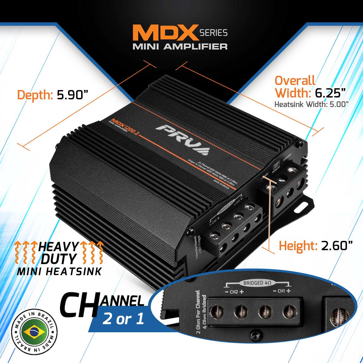 PRV Audio MDX1200.2 | 2-Channel Full Range Amplifier 2-Ohm