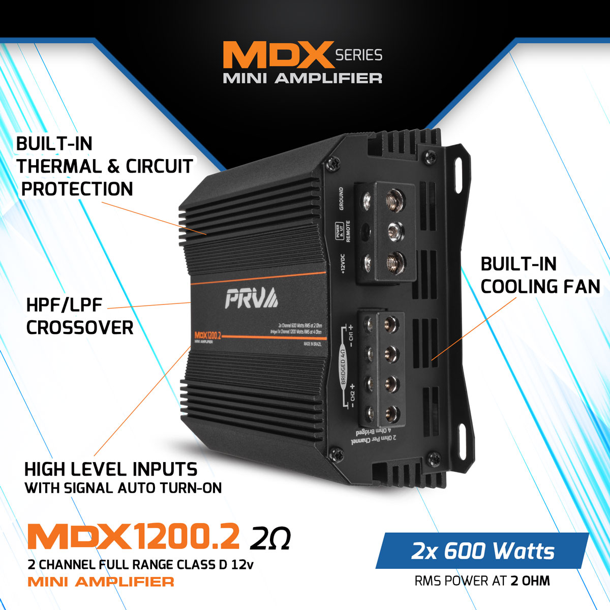 PRV Audio MDX1200.2 | 2-Channel Full Range Amplifier 2-Ohm