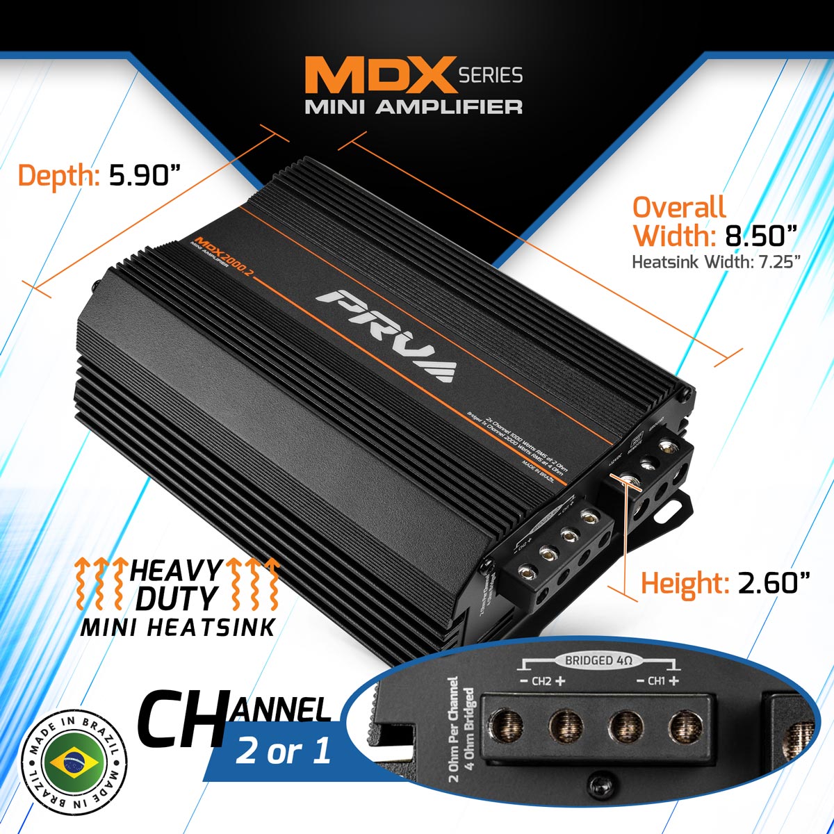 PRV Audio MDX2000.2 | 2-Channel Full Range Amplifier 2-Ohm