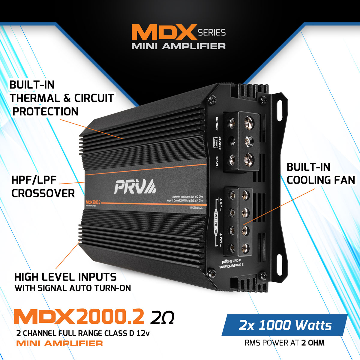 PRV Audio MDX2000.2 | 2-Channel Full Range Amplifier 2-Ohm