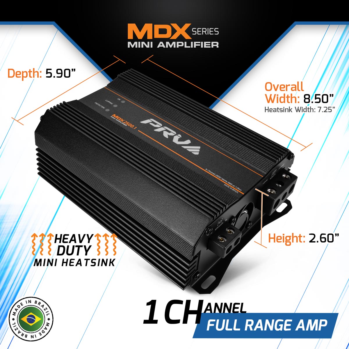 PRV Audio MDX2500.1 | 2500W RMS Full Range Monoblock Amplifier 1-Ohm