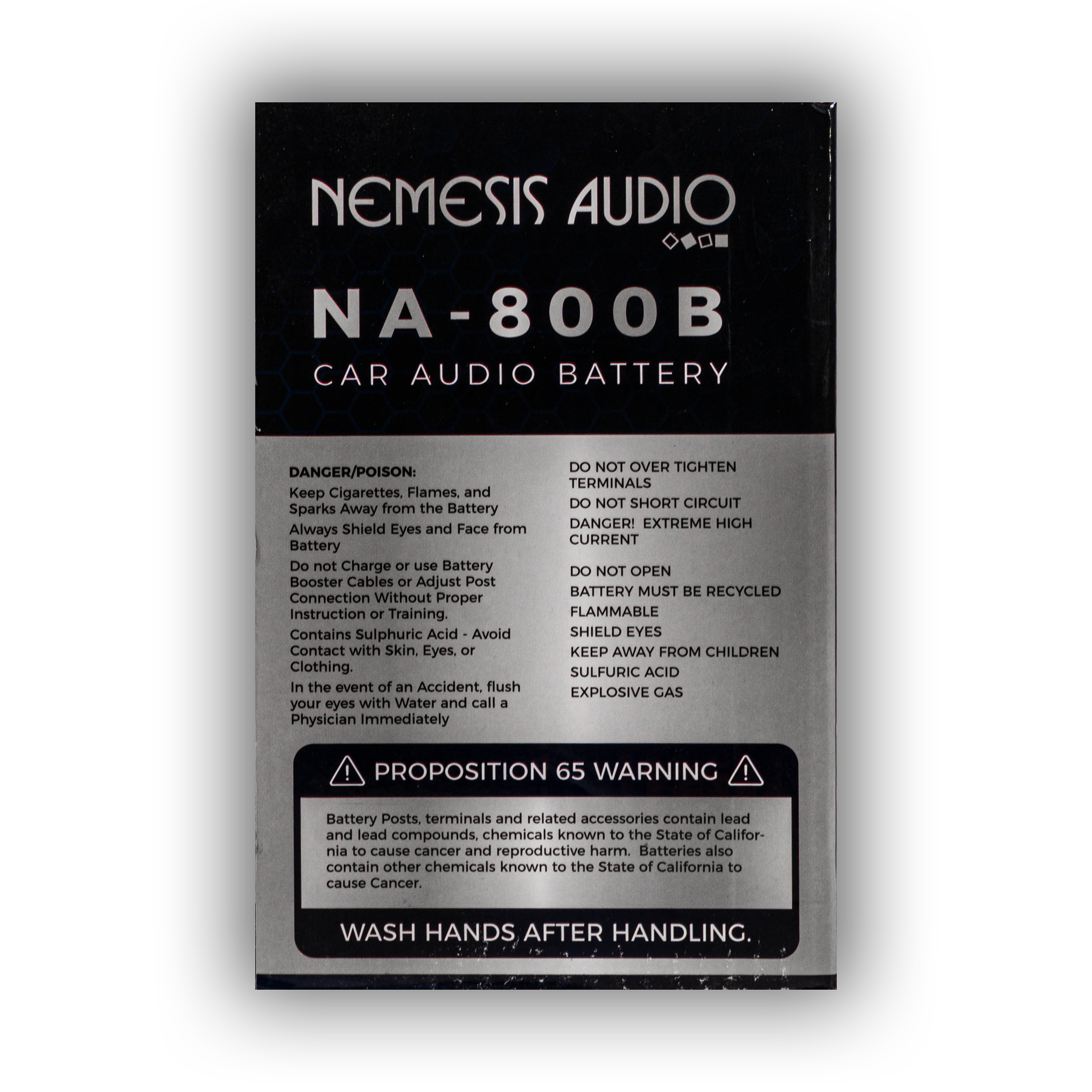 Nemesis Audio NA-800B 35AH 800W AGM Power Cell 12V Battery