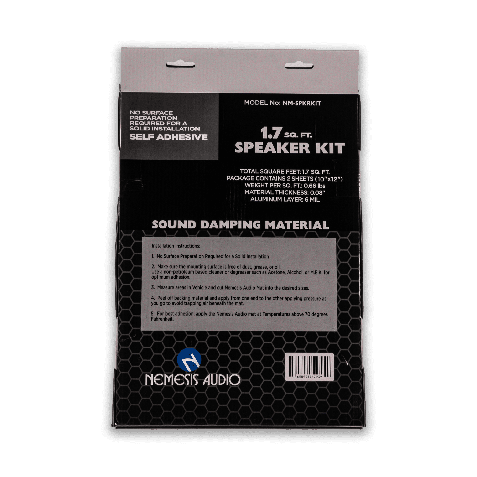Nemesis Audio NM-SPKRKIT 1.7 Sq. Ft. Sound Damping Material (2 Door Kit)