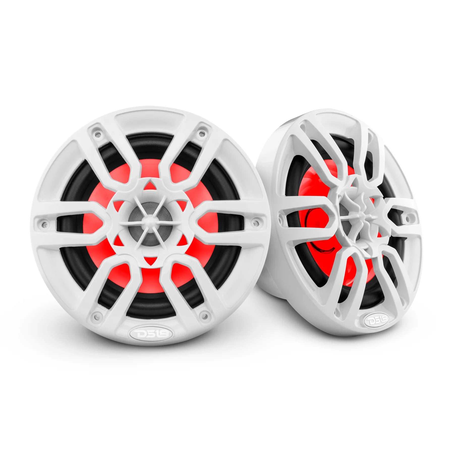 DS18 NXL-6/WH 6.5" 2-Way Coaxial Marine Speaker w/ LED RGB Lights 100 Watts 4-Ohm - White (Pair)