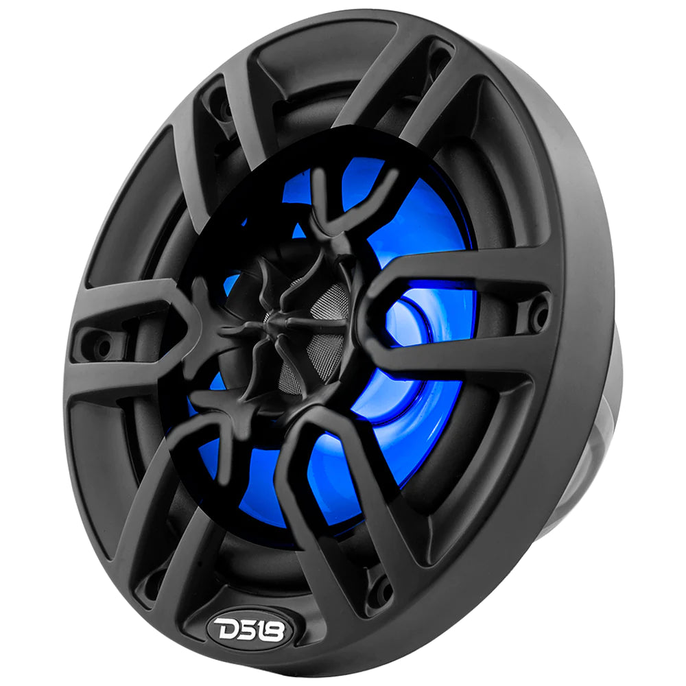 DS18 NXL-6/BK 6.5" 2-Way Coaxial Marine Speaker w/ LED RGB Lights 100 Watts 4-Ohm - Black (Pair)