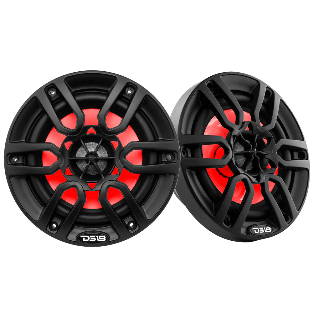 DS18 NXL-6/BK 6.5" 2-Way Coaxial Marine Speaker w/ LED RGB Lights 100 Watts 4-Ohm - Black (Pair)