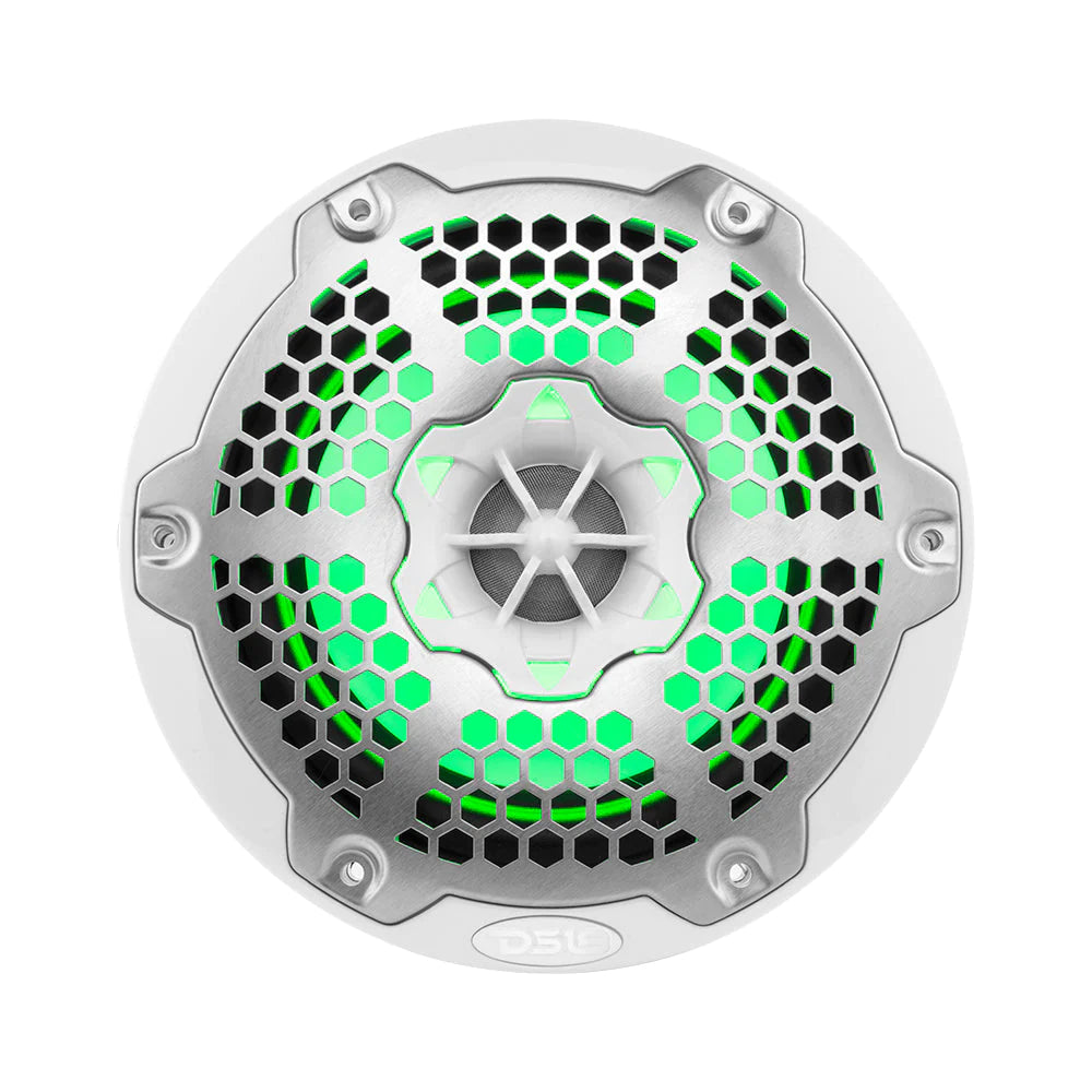 DS18 NXL-6M/WH 6.5" 2-Way Coaxial Marine Speaker With LED RGB Lights 100 Watts 4-Ohm - White (Pair)