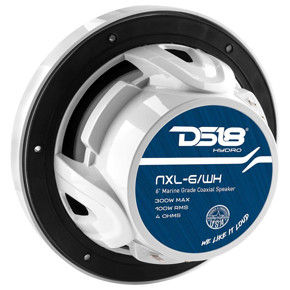 DS18 NXL-6/WH 6.5" 2-Way Coaxial Marine Speaker w/ LED RGB Lights 100 Watts 4-Ohm - White (Pair)