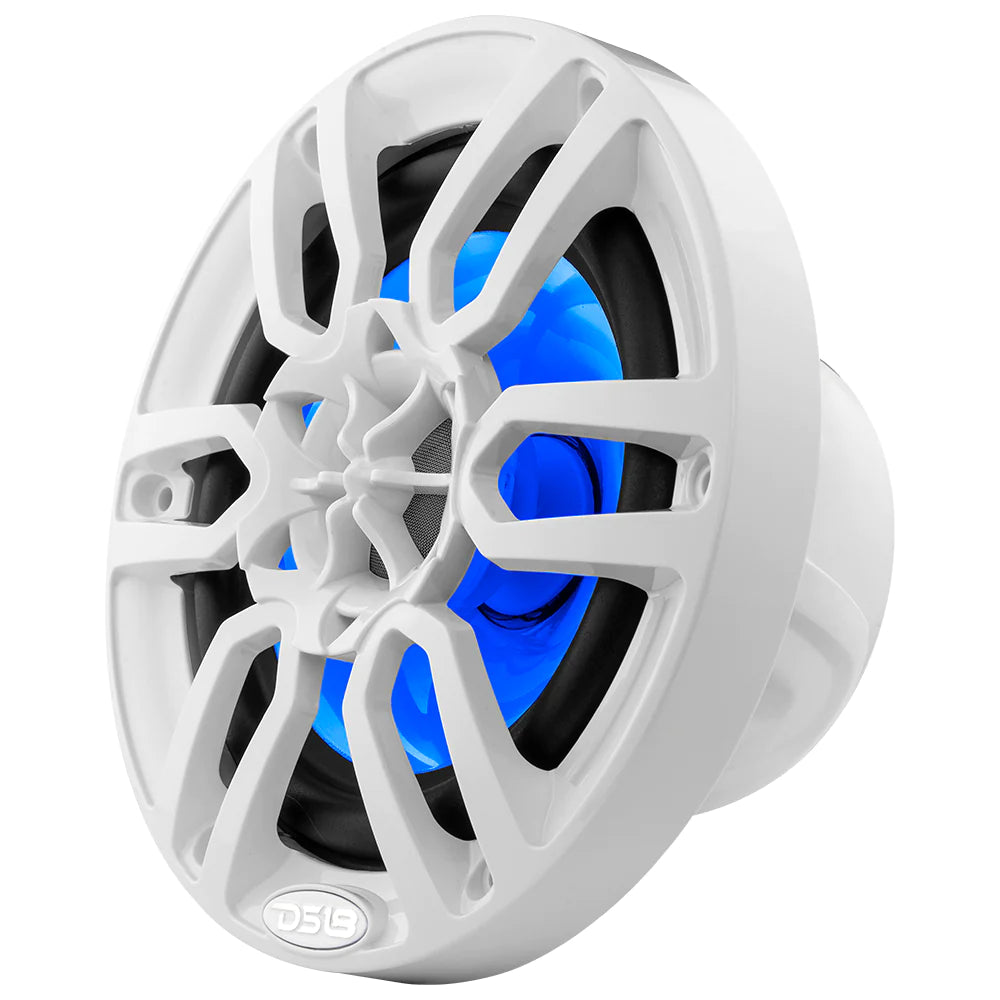 DS18 NXL-6/WH 6.5" 2-Way Coaxial Marine Speaker w/ LED RGB Lights 100 Watts 4-Ohm - White (Pair)