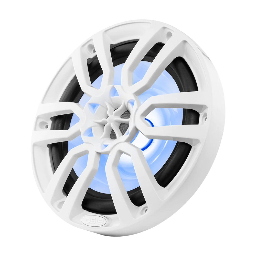 DS18 NXL-8/WH 8" 2-Way Coaxial Marine Speaker w/ LED RGB Lights 125 Watts 4-Ohm - White (Pair)