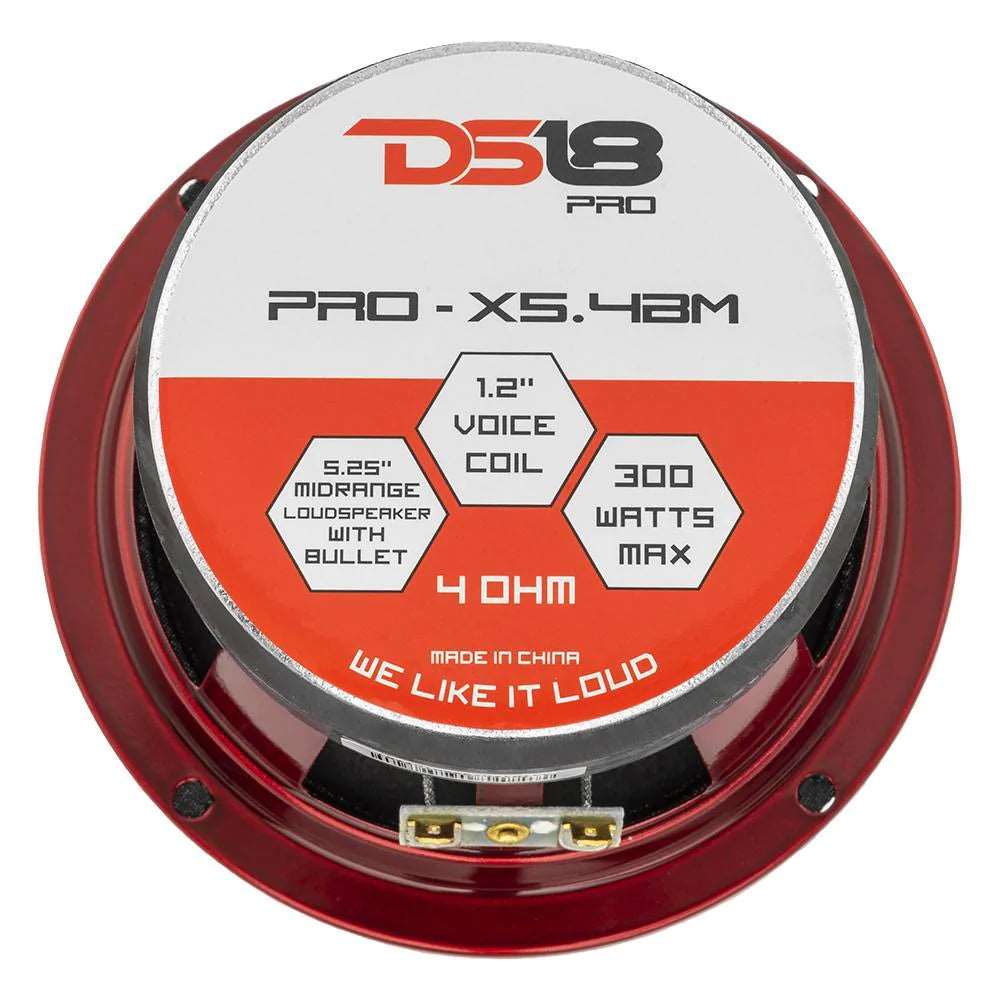 DS18 PRO-X5.4BM – 5.25” Bullet Midrange Loudspeaker – 150 Watts RMS 300 Watts MAX, 4-Ohms (Single)