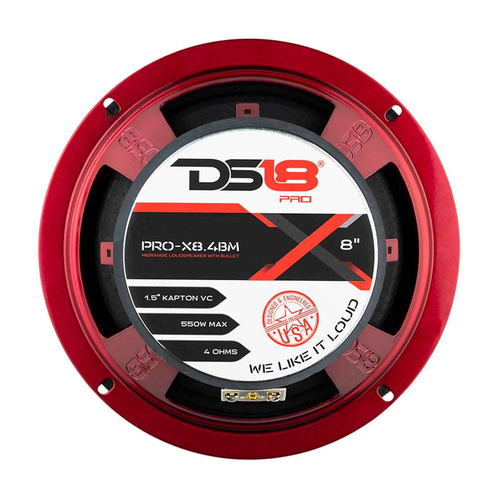 DS18 PRO-X8.4BM – 8” Bullet Midrange Loudspeaker – 275 Watts RMS 550 Watts MAX, 4-Ohms (Single)