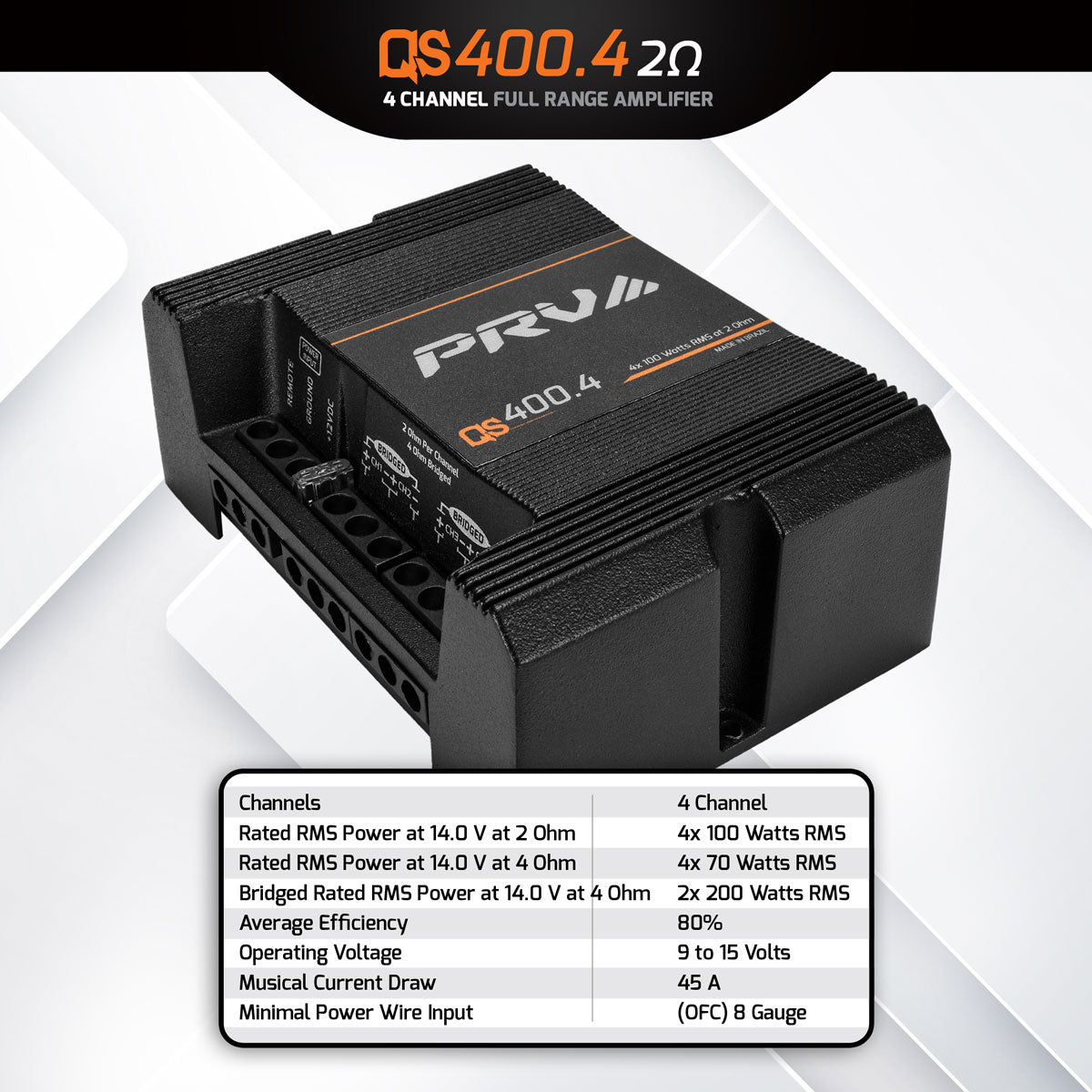 PRV Audio QS400.4 | 4-Channel Full Range Amplifier 2-Ohm