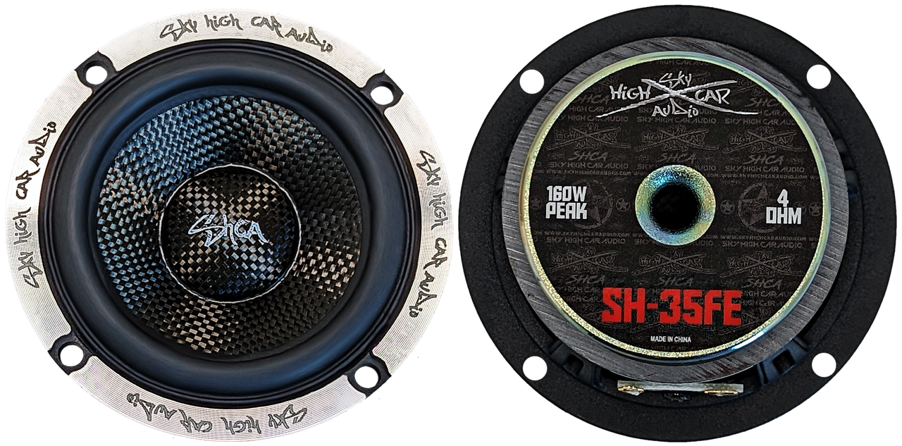 Sky High Car Audio SH-35FE | 3.5" Midrange Speaker w/ Carbon Fiber Cone (Pair)