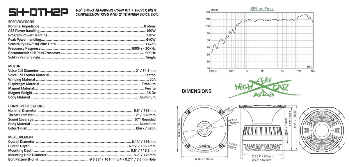 Sky High Car Audio SH-DTH2P | 2-inch Titanium Horn Driver