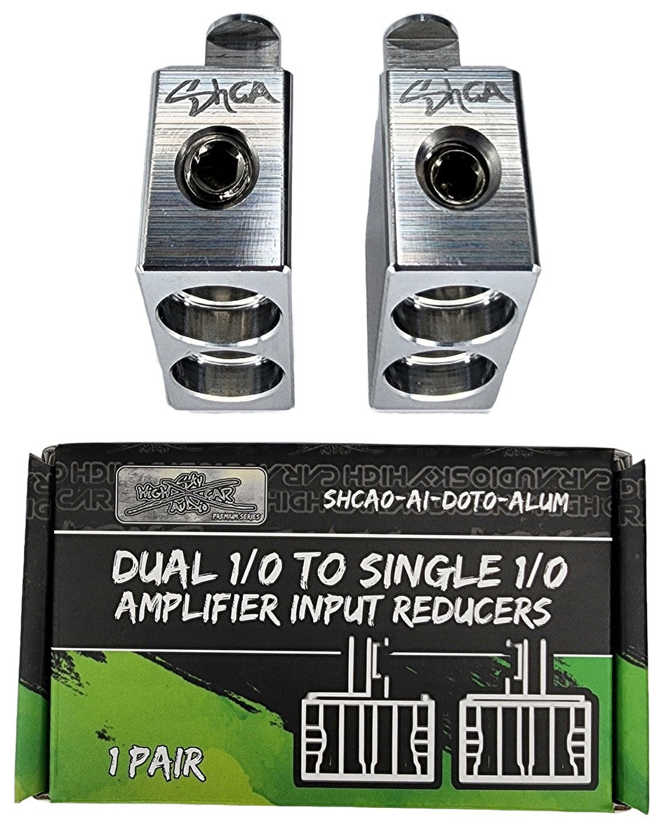 Sky High Car Audio Dual 1/0 AWG to Single 1/0 Amp Input Reducers (Pair)