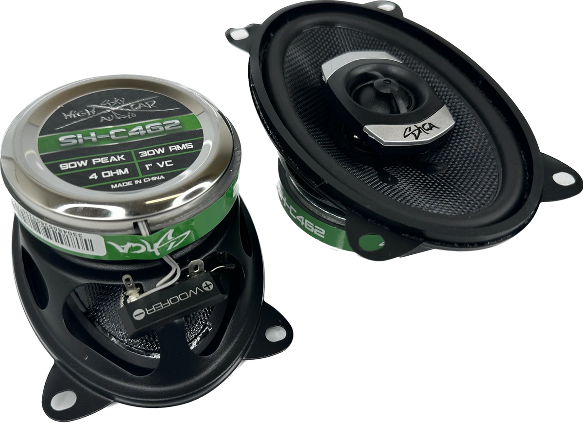 Sky High Car Audio SHCA-C462 | 4x6-inch 2-way Coaxial Speakers With Glass Fiber Cone and Pivoting Tweeter (Pair)