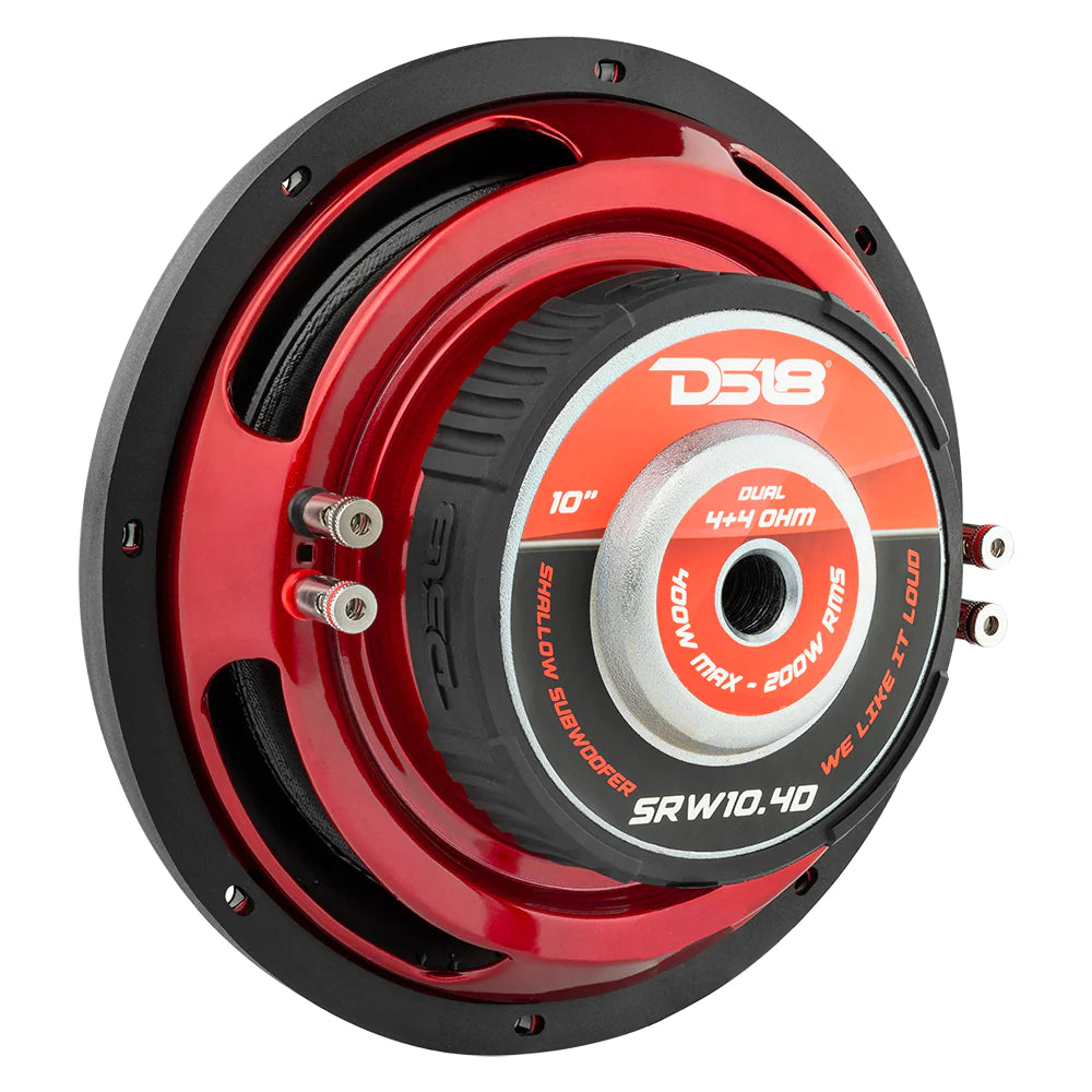 DS18 SRW10.4D Shallow 10" Subwoofer 200 Watts DVC 4-Ohm