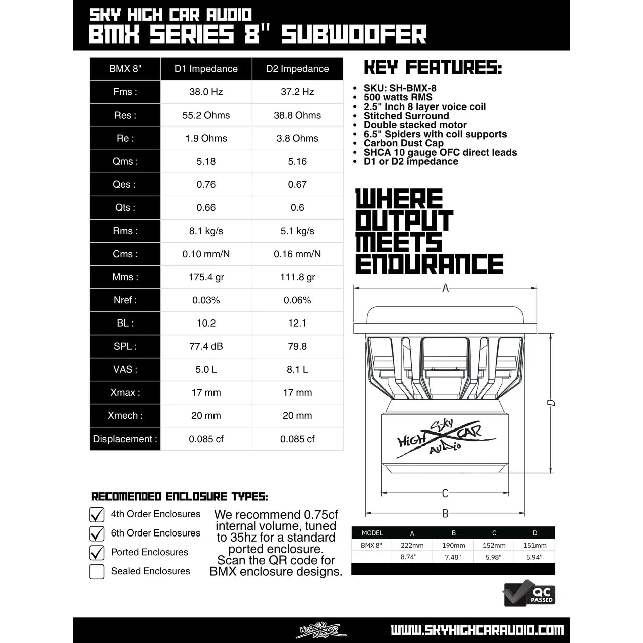 Sky High Car Audio BMX Series 8" Subwoofer