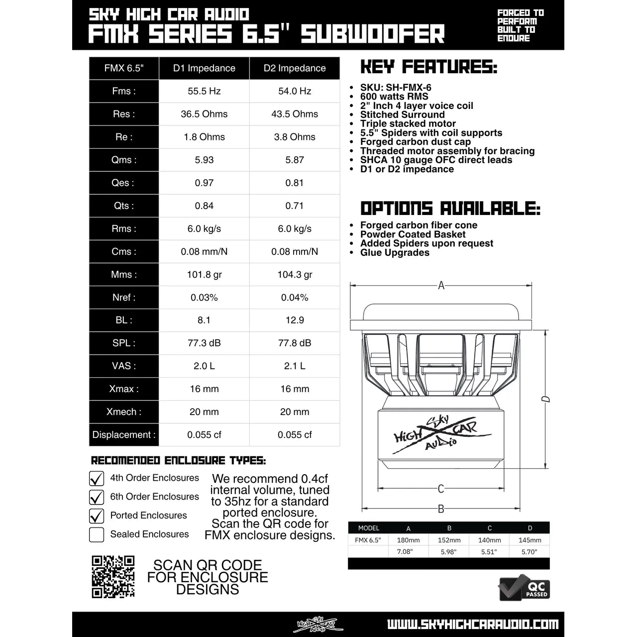 Sky High Car Audio FMX Series 6.5" Subwoofer