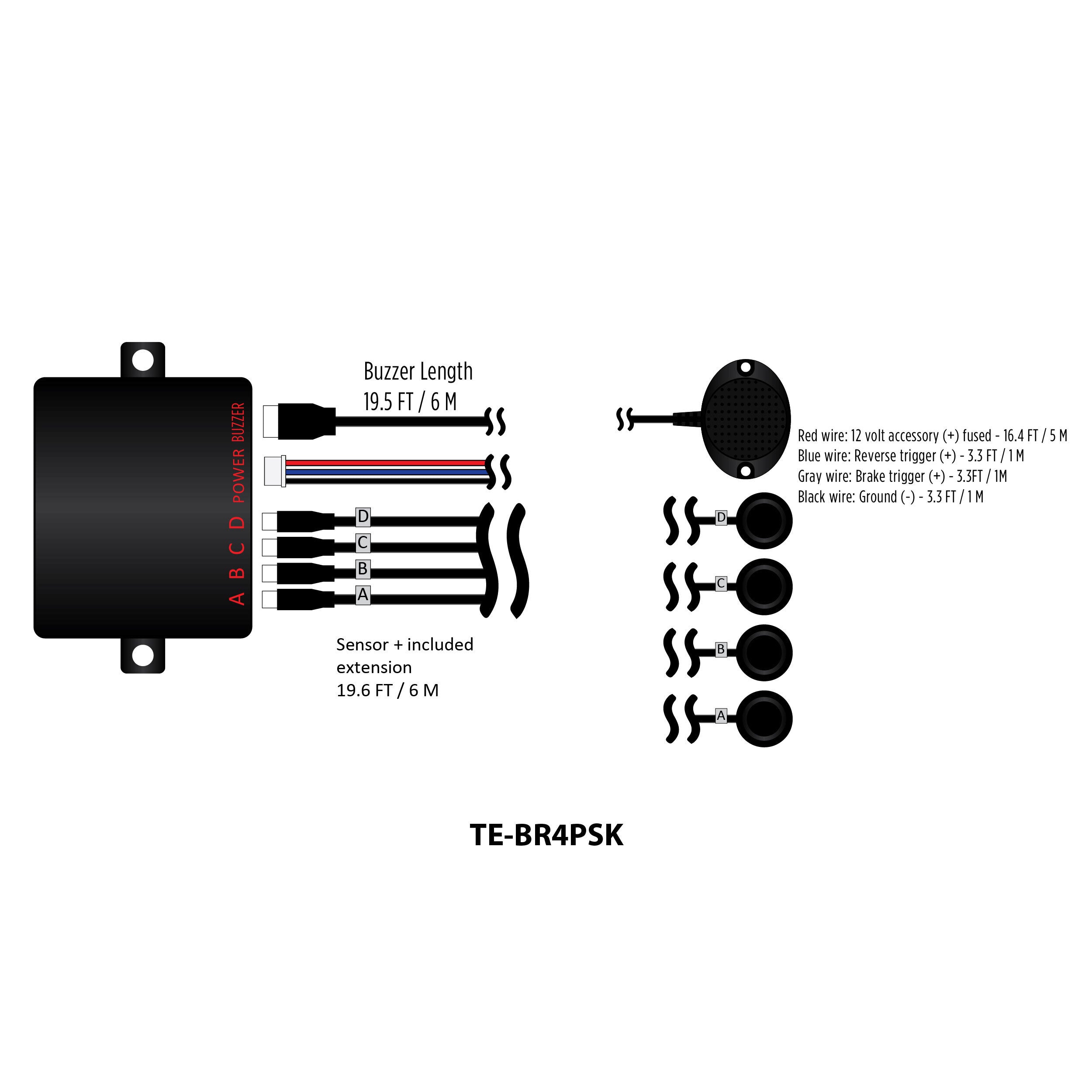 iBEAM TE-BR4PSK Rubber Rear Parking Assist Kit