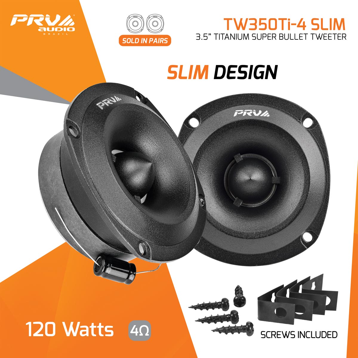 PRV Audio TW350Ti-4 SLIM 3.5" 120W RMS Super Bullet Tweeters (Pair)