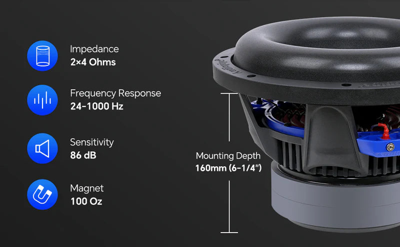Audiopipe TXX-BDD2-10 | 10” 700W RMS Double Stack High Power Subwoofer DVC