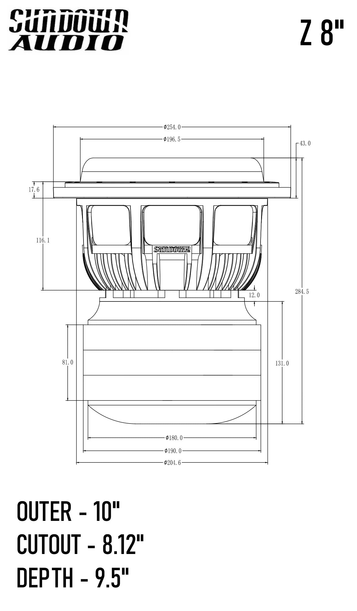 Sundown Audio Z8 | 8" 2000W RMS Subwoofer DVC