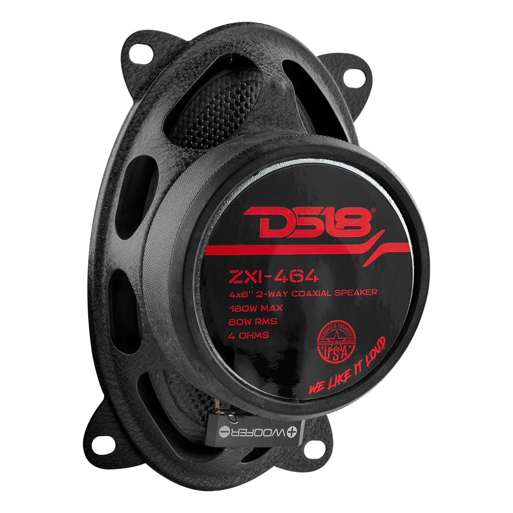 DS18 ZXI-464 4"x6" 2-Way Coaxial Speakers w/ Kevlar Cone (Pair)