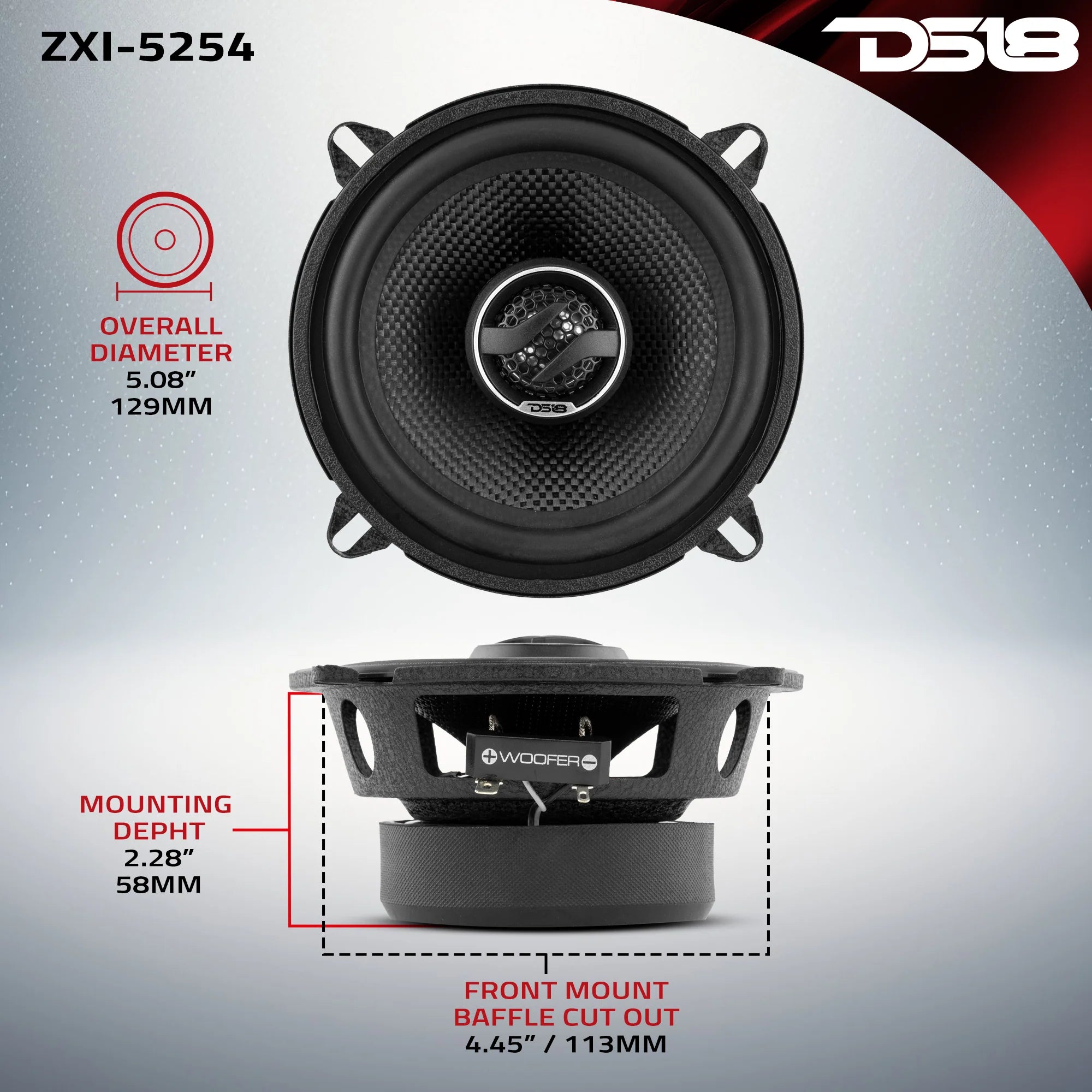 DS18 ZXI-5254 5.25" 2-Way Coaxial Speakers w/ Kevlar Cone (Pair)