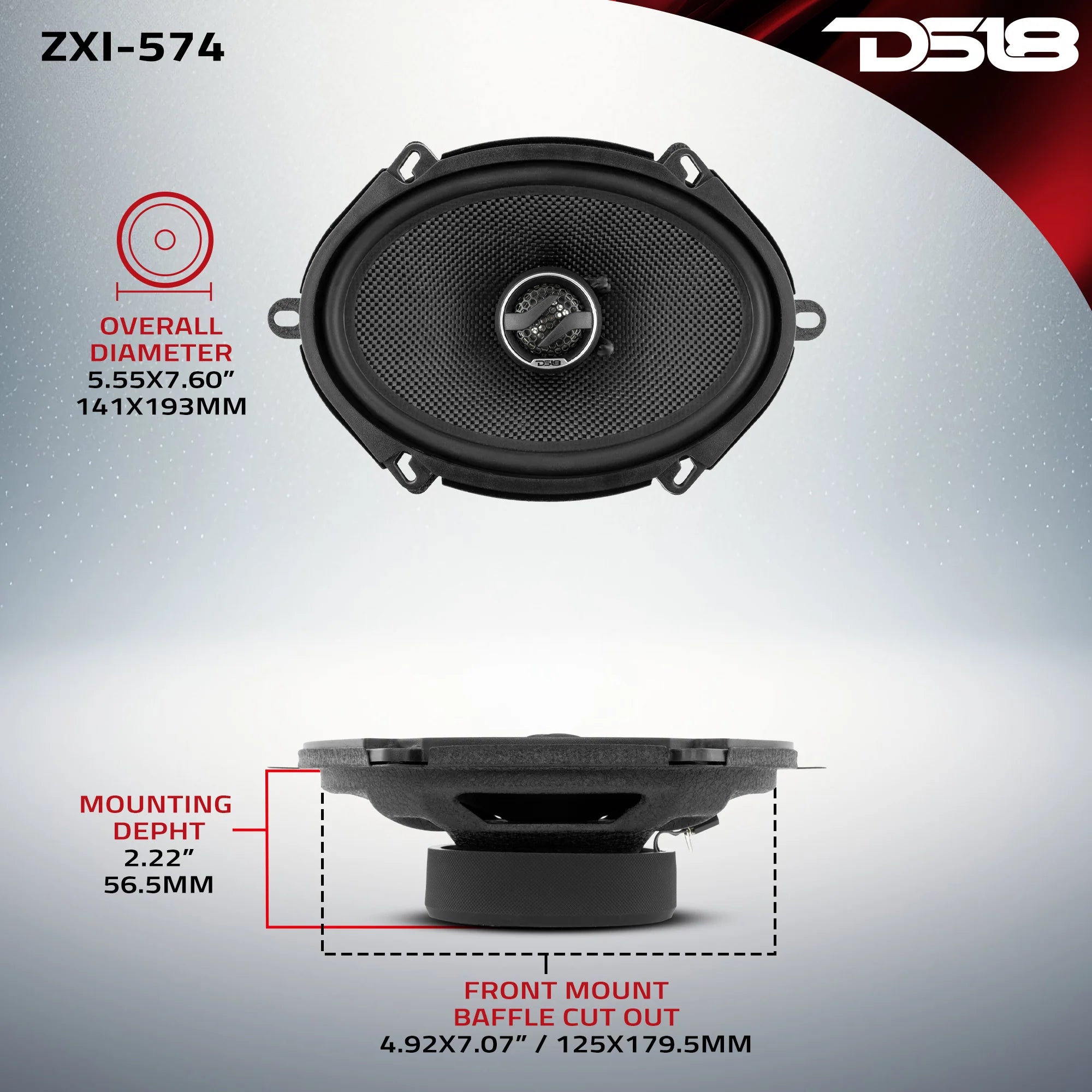 DS18 ZXI-574 5"x7" 2-Way Coaxial Speakers w/ Kevlar Cone (Pair)