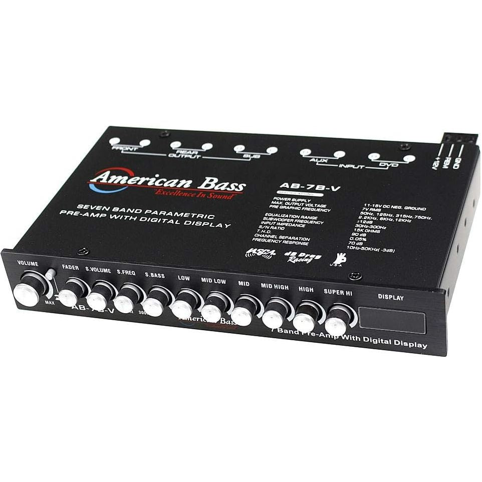 American Bass AB-7B 7-Band Equalizer With Voltage Display
