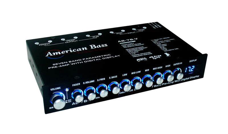 American Bass AB-7B 7-Band Equalizer w/ Voltage Display