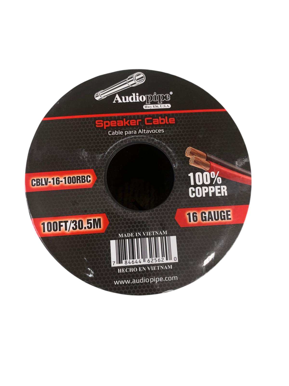 Audiopipe CBLV-16-100RBC 100% Copper 16 Gauge Speaker Wire 100FT