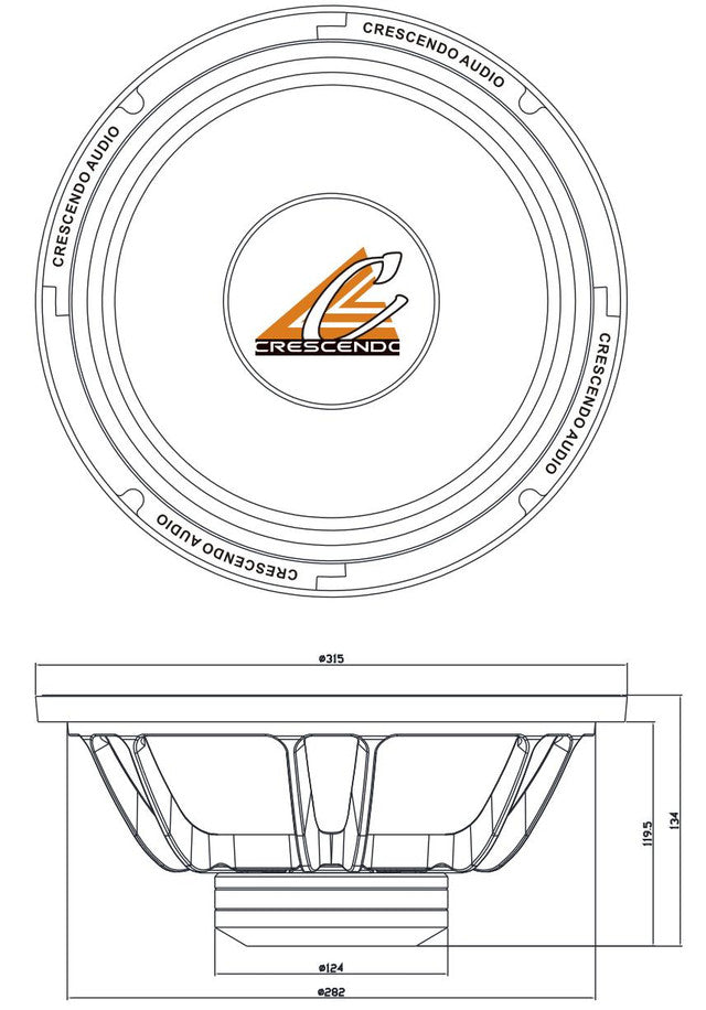 Crescendo Audio UN-12 12" 600W RMS Midrange Speaker 4-Ohm (Single)