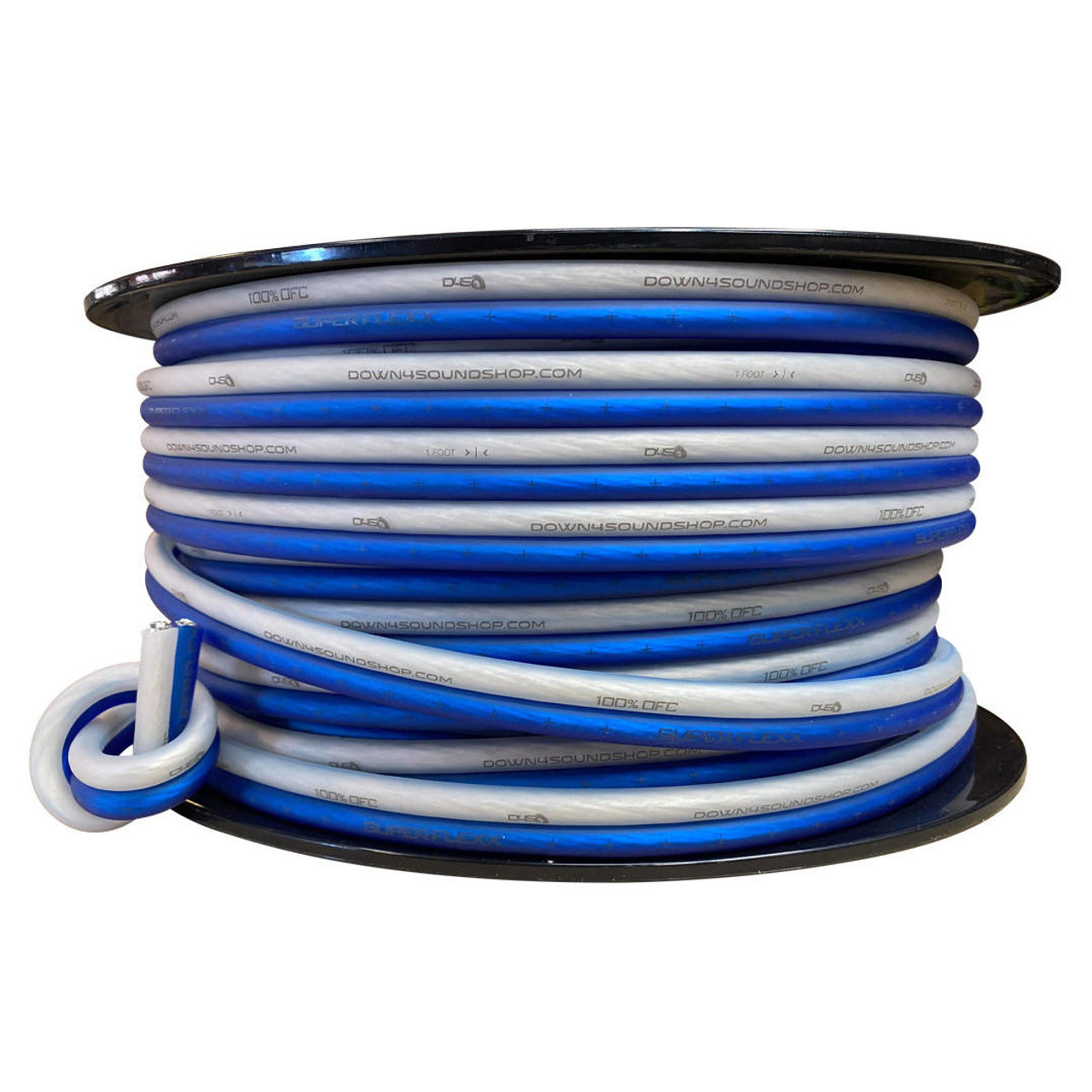 Down4Sound 125FT 8 Gauge Tinned OFC Speaker Wire (Blue/Clear)