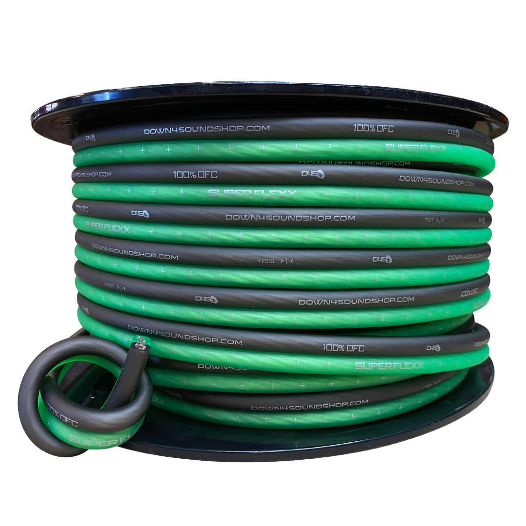 Down4Sound 8 Gauge OFC 100% Copper Tinned Speaker Wire ( Green/Black ) - By the Foot