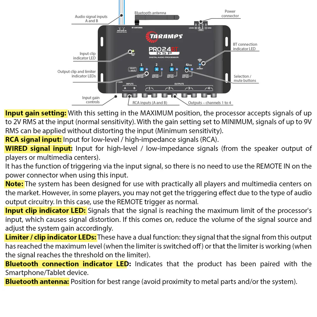 Taramps PRO 2.4 BT Bluetooth Audio Processor