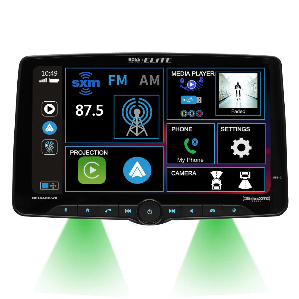 Boss Elite BE14ACP.WX 14" Single Din Touchscreen with Wireless Apple Carplay/Android Auto XM Ready