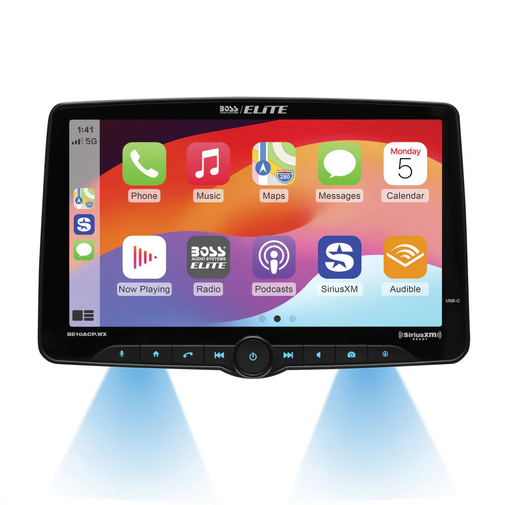 Boss Elite BE10ACP.WXC 10.1" Single Din Touchscreen w/ Wireless Apple Carplay/Android Auto XM Ready + Camera