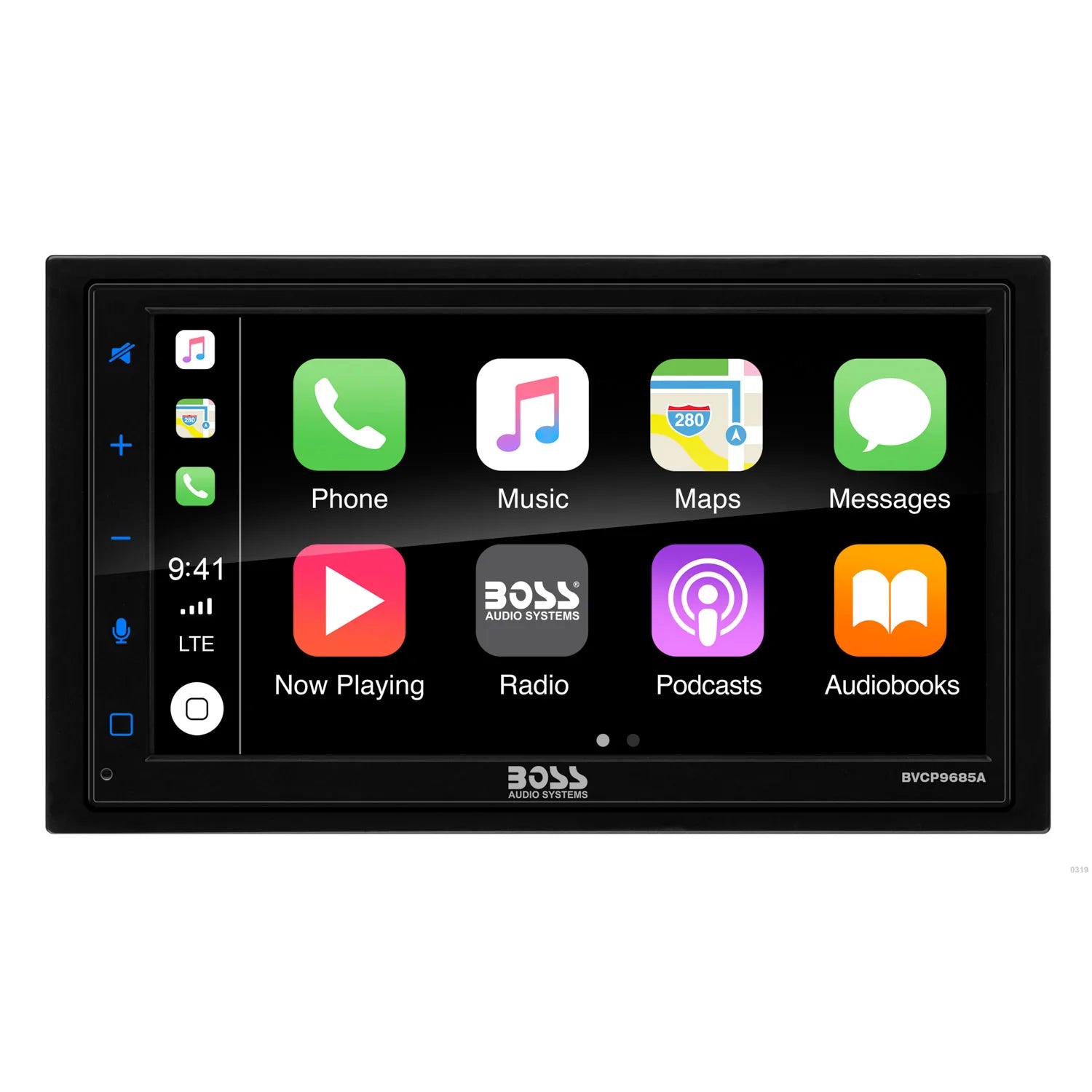 BOSS BVCP9685A Double-DIN, Wired Apple CarPlay & Android Auto, 6.75" Touchscreen Mechless Multimedia Player (no CD or DVD), Bluetooth, Receiver