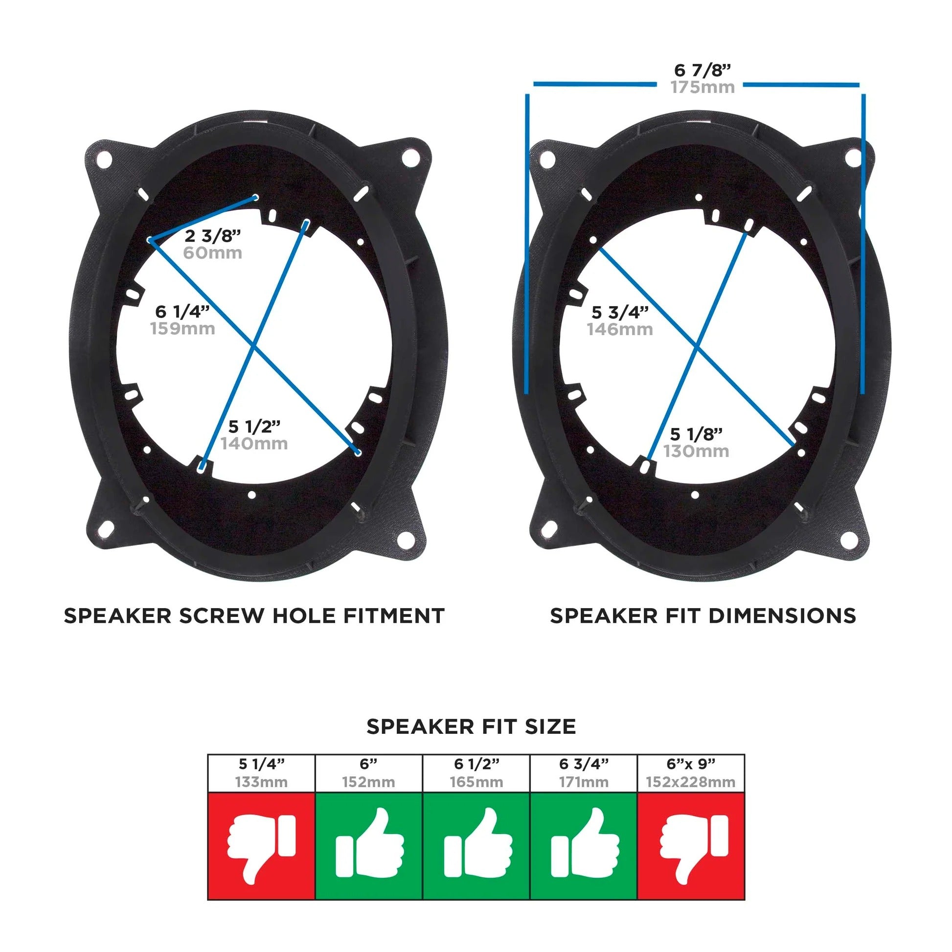 Metra 82-8150 Speaker Adapters For Toyota/Lexus 2012-2024 6" to 6.75"