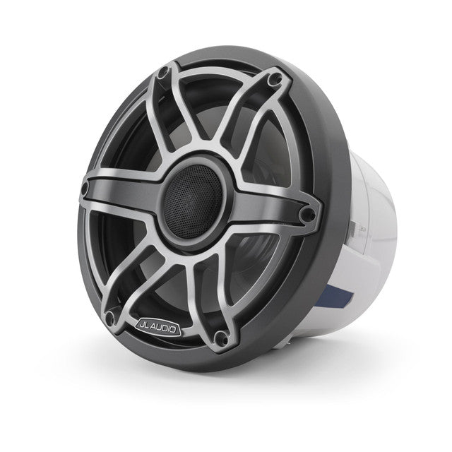 JL Audio M6-770X-S-GmTi 7.7" 250W Marine Coaxial Speakers-Gloss White Sports Grills (Pair)