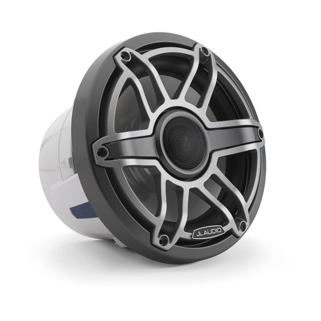 JL Audio M6-770X-S-GmTi 7.7" 250W Marine Coaxial Speakers-Gloss White Sports Grills (Pair)